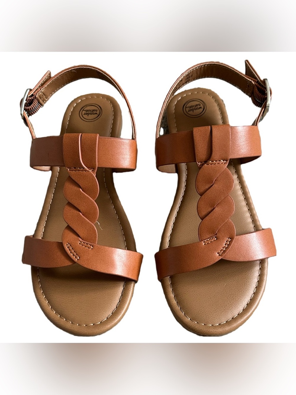 Girls Brown Braided Sandal Size 2